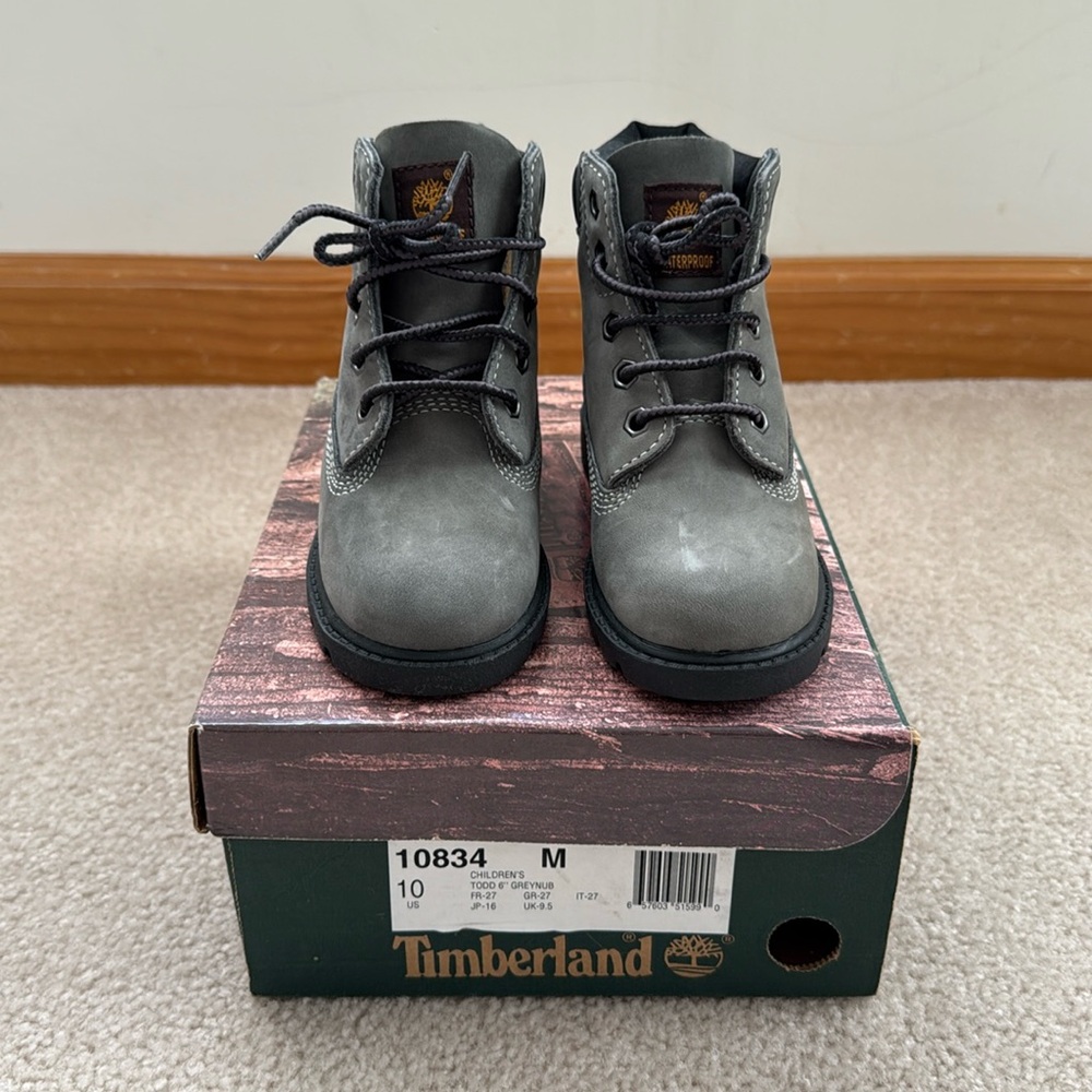 Timberland 6 Inch Toddler 'Denim Grey (greynub)' boots, Size 10M. NWT.